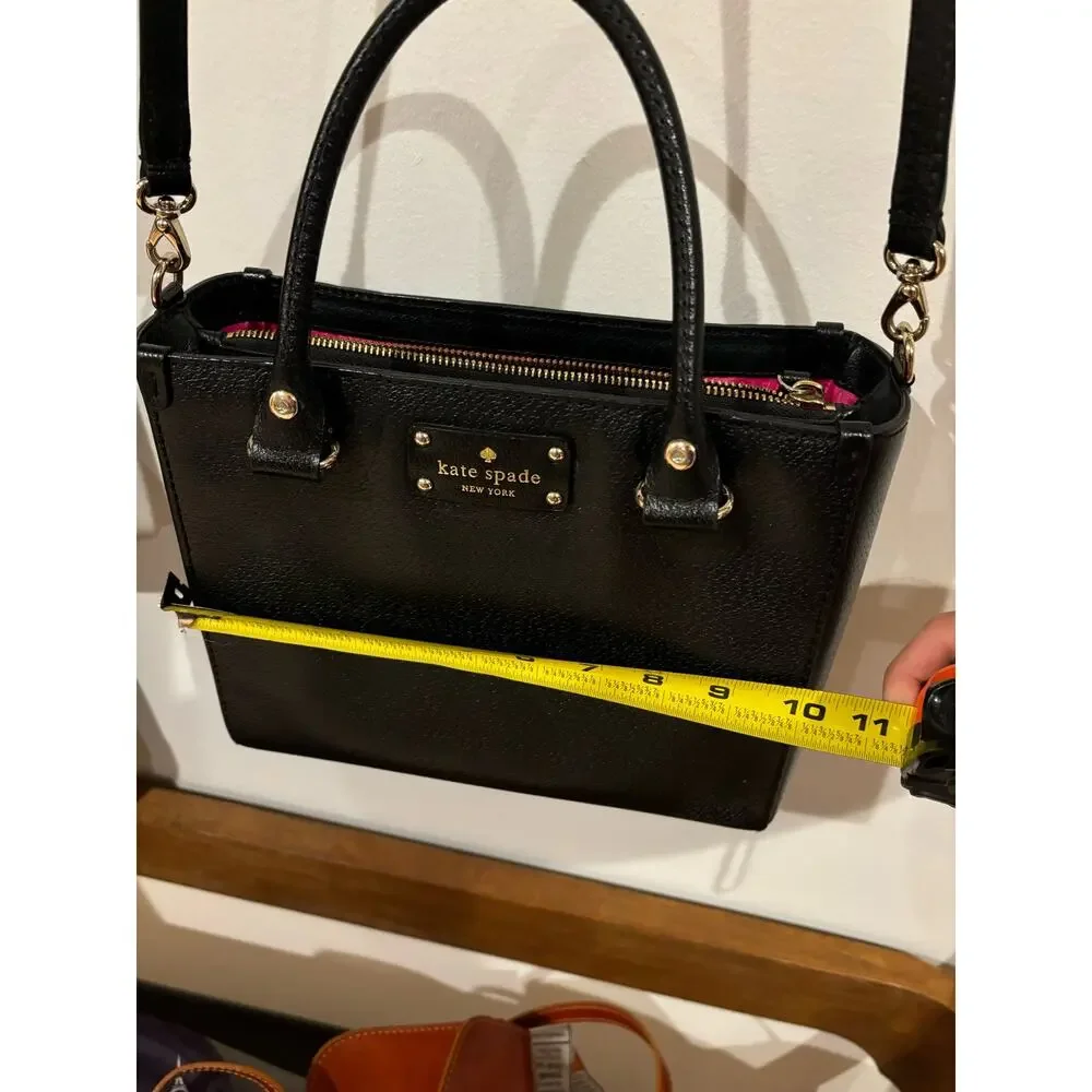 Kate Spade Wellesley Quinn Black Leather Satchel Bag Crossbody Small Medium